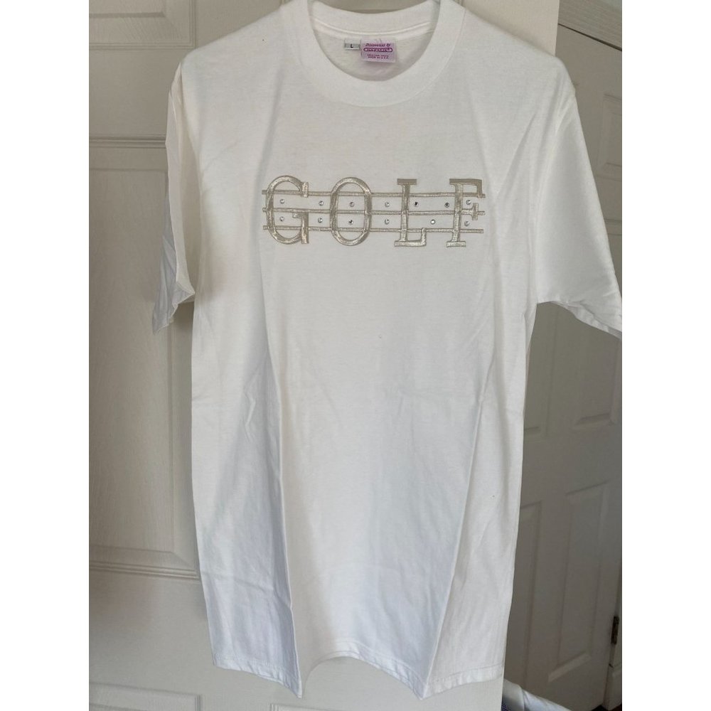 NWOT Vintage Discoveries by Natalie White Golf design T Shirt Large